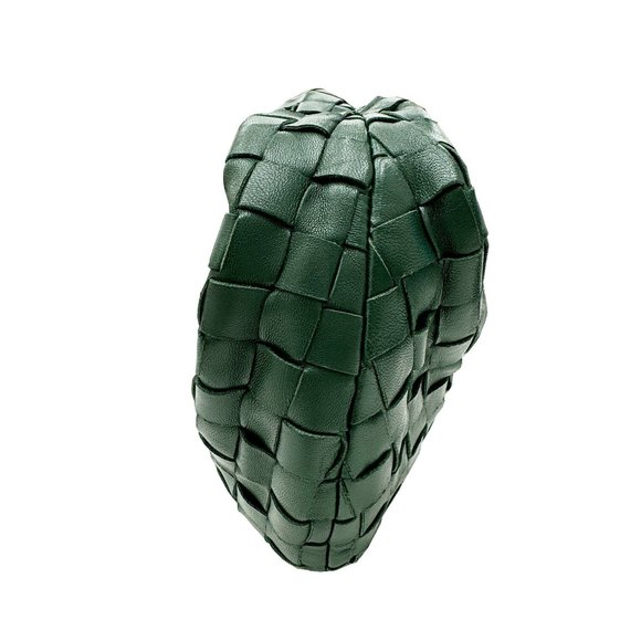 BOTTEGA VENETA Jody Handbag, Lambsun Calfskin, 651876, Intrecciato, Dark Gree... - Picture 4 of 11